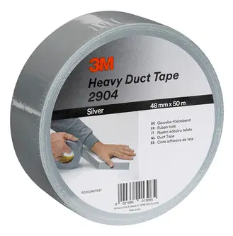 3M Schwerlast-Gewebeklebeband 2904, Silber, 48 mm x 50 m, 0.19 mm