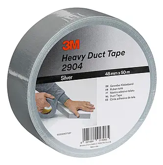 3M Schwerlast-Gewebeklebeband 2904, Silber, 48 mm x 50 m, 0.19 mm