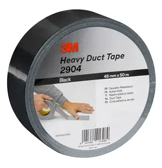 3M Schwerlast-Gewebeklebeband 2904, Schwarz, 48 mm x 50 m, 0.19 mm