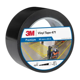 3M Weich-PVC-Klebeband 471, Schwarz, 50 mm x 33 m, 0.14 mm, einzelverpackt