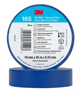 3M Temflex Vinyl-Isolierband 165, Blau, 19 mm x 25 m