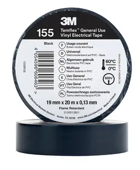 3M Temflex Vinyl-Isolierband 155, Schwarz, 19 mm x 20 m