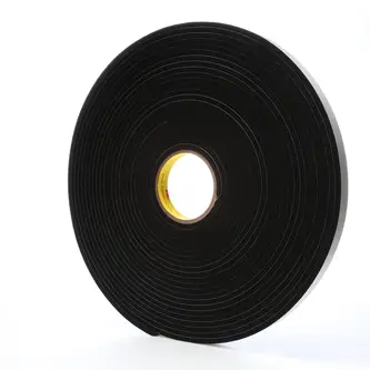 3M Einseitiges Vinyl-Schaumstoff-Klebeband 4504, Schwarz, 25 mm x 16 m, 6.4 mm
