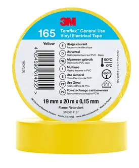3M Temflex Vinyl-Isolierband 165, Gelb, 19 mm x 20 m