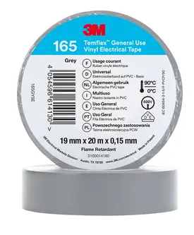 3M Temflex Vinyl-Isolierband 165, Grau, 19 mm x 20 m