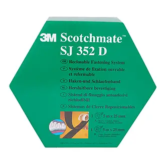3M Haken- und Schlaufenband SJ352D, Schwarz, 25 mm x 5 m, 4.4 mm, Innenbereich, Spendebox