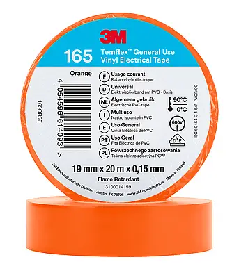 3M Temflex Vinyl-Isolierband 165, Orange, 19 mm x 20 m