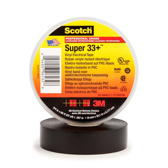 Scotch Super 33+ Vinyl Elektro-Isolierband, Schwarz, 19 mm x 20 m, 0,18 mm