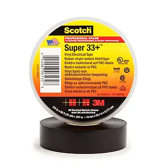 Scotch Super 33+ Vinyl Elektro-Isolierband, Schwarz, 19 mm x 33 m, 0.18 mm