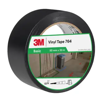 3M Allzweck-PVC-Klebeband 764, Schwarz, 50 mm x 33 m, 0.13 mm, Einzeln verpackt