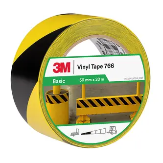 3M Gefahrenmarkierungsband 766i, Gelb/Schwarz, 50 mm x 33 m, einzelverpackt