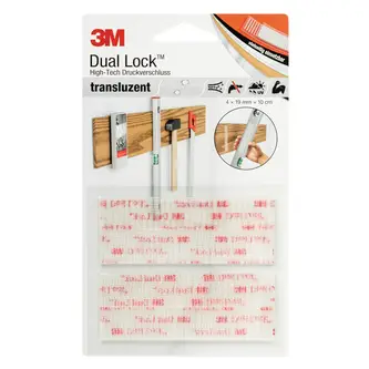 3M Dual Lock Flexibler Druckverschluss SJ3560, Transluzent, 19 mm x 100 mm, 5.7 mm, 40 Köpfe/cm², Innenbereich, Blister